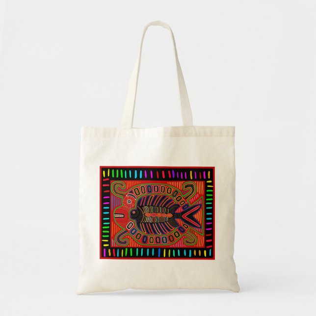 Cuna Indian Mola Flying Fish Tote Bag (Front)
