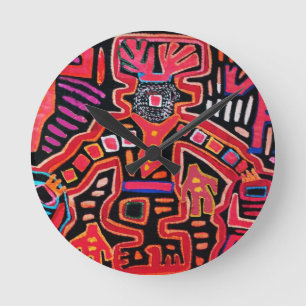 Cuna Indian Tribal Shaman With Fans Round Clock