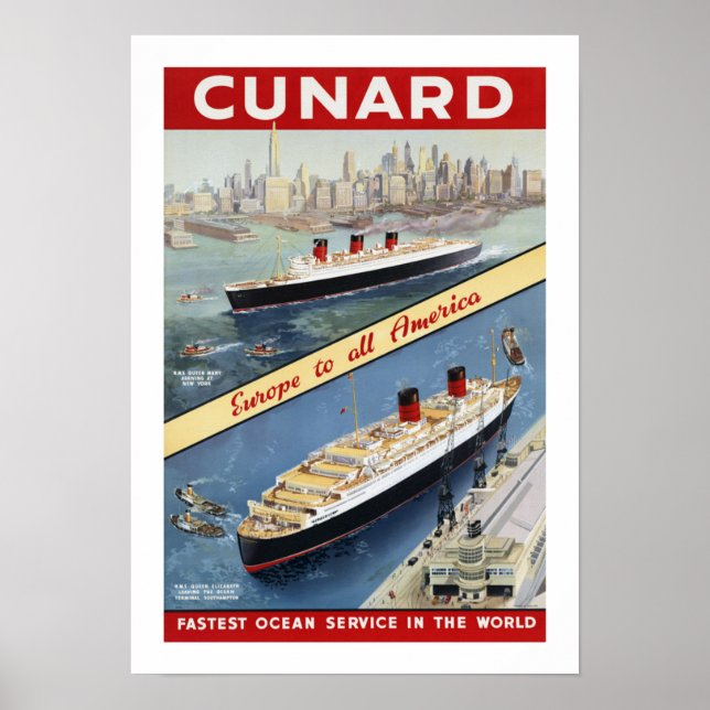 Cunard Europe to all America Poster (Front)