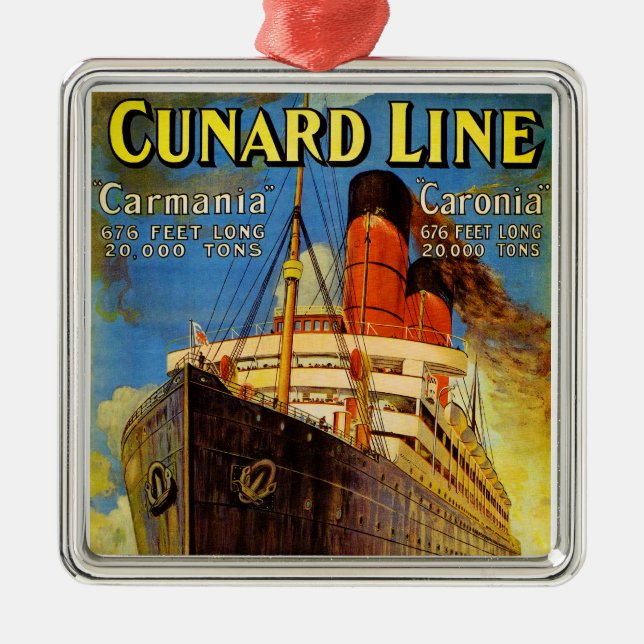 Cunard Line ~ Carmania and Caronia Metal Tree Decoration (Front)