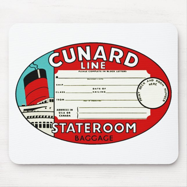 Cunard Line Luggage Label Mouse Mat (Front)