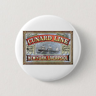 Cunard Line New York Liverpool Poster 6 Cm Round Badge