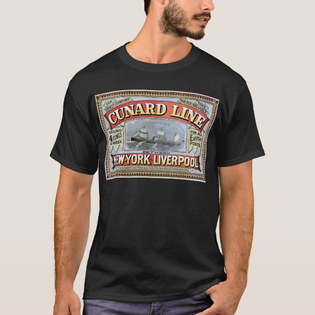 Cunard Line New York Liverpool Poster T-Shirt (Front)