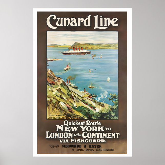 Cunard Line Quickest Route to London & the Poster (Front)