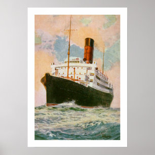 Cunard Liner Ascania at Sea Poster