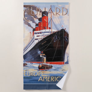 CUNARD OCEAN LINER AQUITANIA BEACH TOWEL