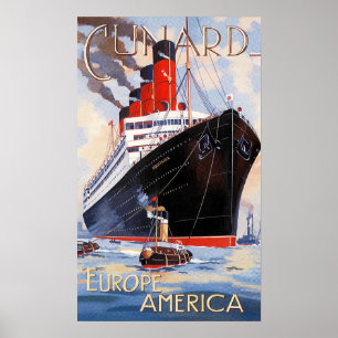 CUNARD OCEAN LINER AQUITANIA POSTER