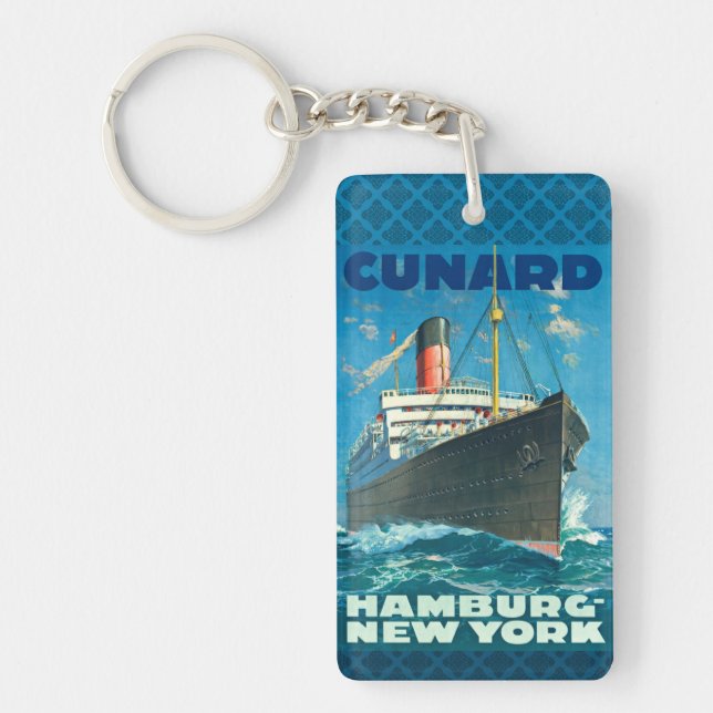 CUNARD OCEAN LINER HAMBURG NEW YORK KEY RING (Front)