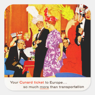 Cunard Queen's Party Ad Square Sticker