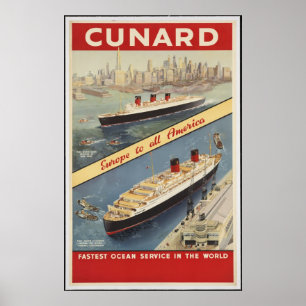 Cunard Vintage Travel Poster Ad Retro Prints