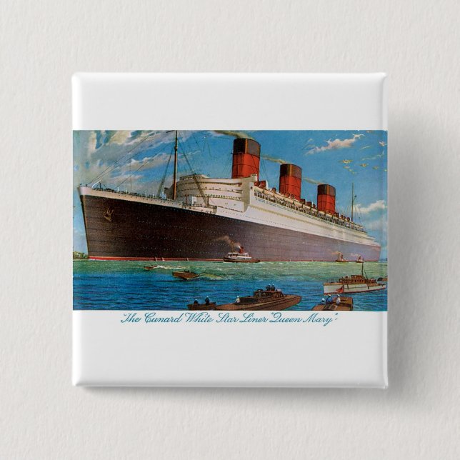 Cunard White Star Line's Queen Mary 15 Cm Square Badge (Front)