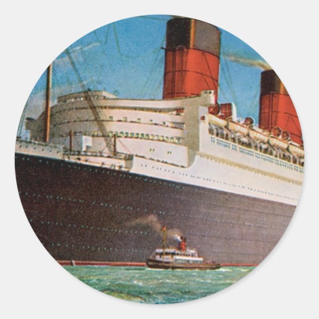 Cunard White Star Line's Queen Mary Classic Round Sticker (Front)