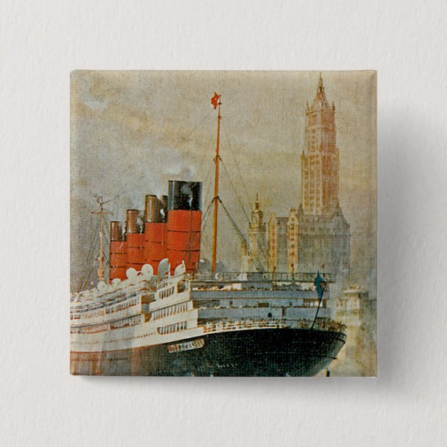 Cunarder at New York 15 Cm Square Badge (Front)