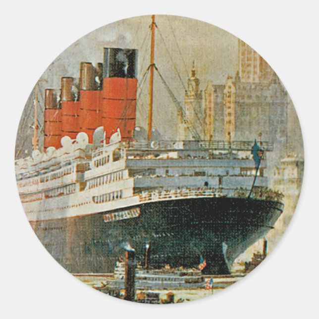 Cunarder at New York Classic Round Sticker (Front)