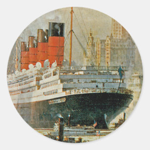 Cunarder at New York Classic Round Sticker