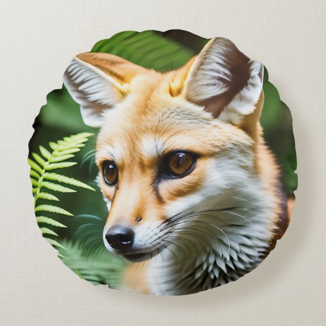 Cunning Fennec Fox, Round Cushion (Front)