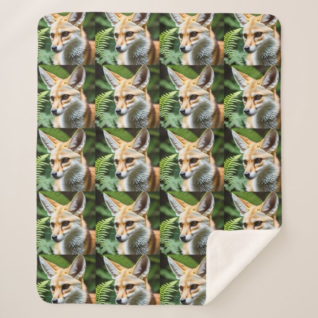 Cunning Fennec Fox, Sherpa Blanket (Front)