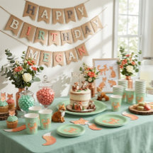 Cunning Fox Mint Green Personalised Birthday Paper