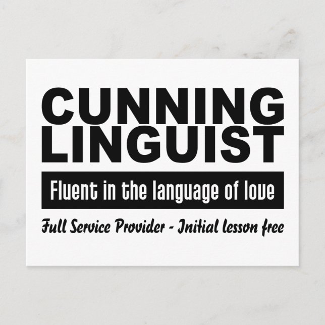 Cunning Linguist postcard, customise Postcard (Front)