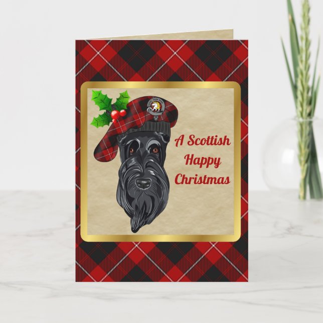 Cunningham Badge & Tartan Personalised Xmas Card (Front)