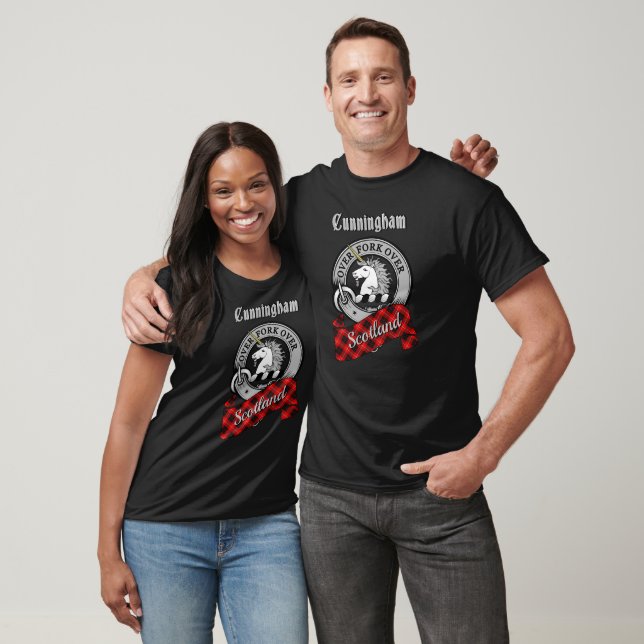 Cunningham Clan Badge & Tartan T-Shirt (Unisex)