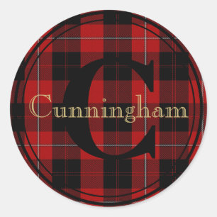 Cunningham Clan Tartan Monogram Name Seal Sticker