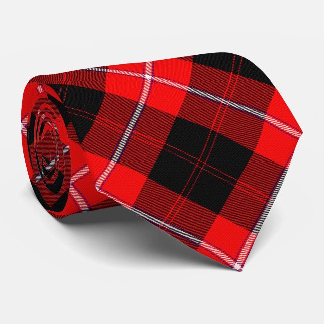 Cunningham Clan Tartan Red Black Tie (Rolled)
