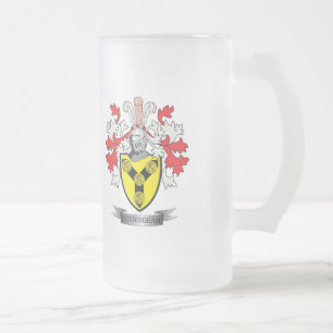 Cunningham Family Crest Coat of Arms Frosted Glass Beer Mug