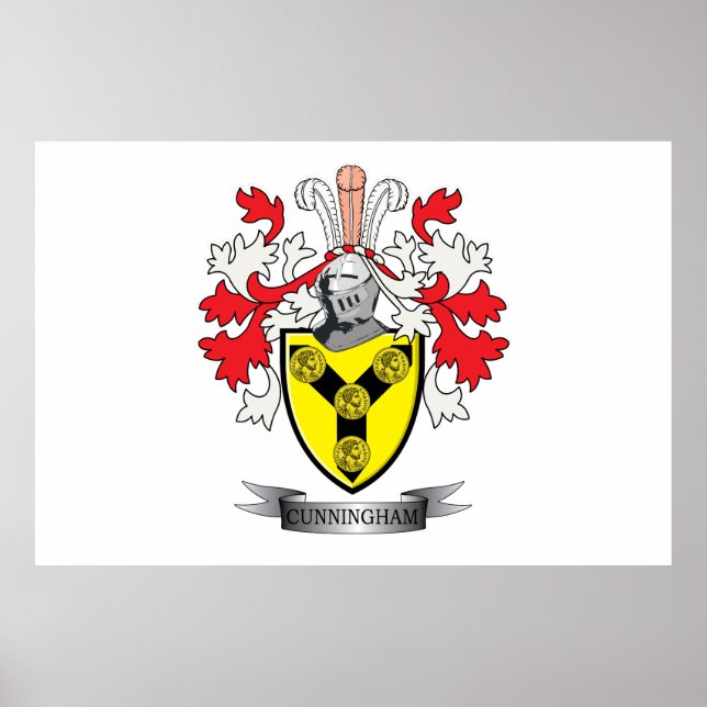 Cunningham Family Crest Coat of Arms Poster (Front)
