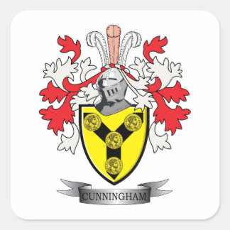 Cunningham Family Crest Coat of Arms Square Sticker