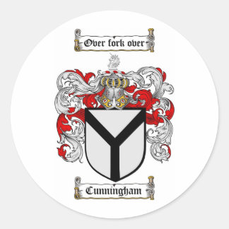 CUNNINGHAM FAMILY CREST -  CUNNINGHAM COAT OF ARMS CLASSIC ROUND STICKER