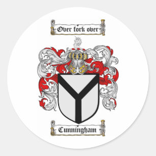 CUNNINGHAM FAMILY CREST - CUNNINGHAM COAT OF ARMS CLASSIC ROUND STICKER