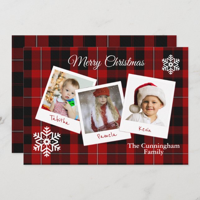Cunningham Plaid Christmas Multi Photo Card (Front/Back)