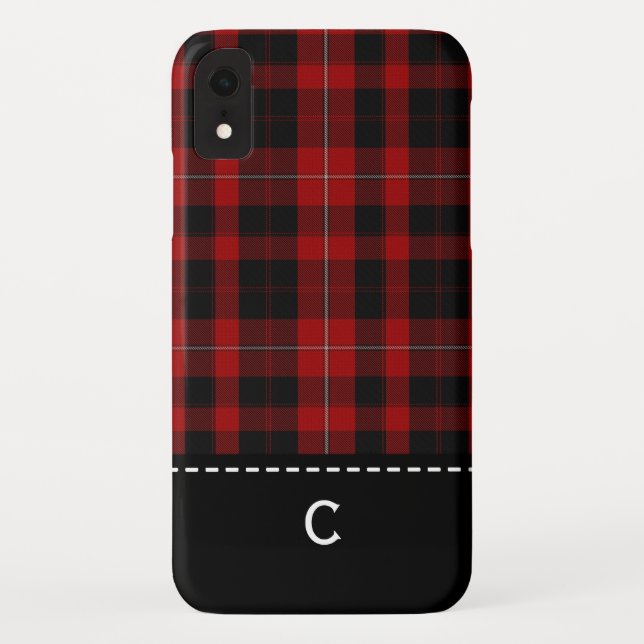 Cunningham Plaid Monogrammed iPhone XR Case (Back)