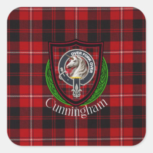 Cunningham Scottish Clan Tartan & Crest Square Sticker