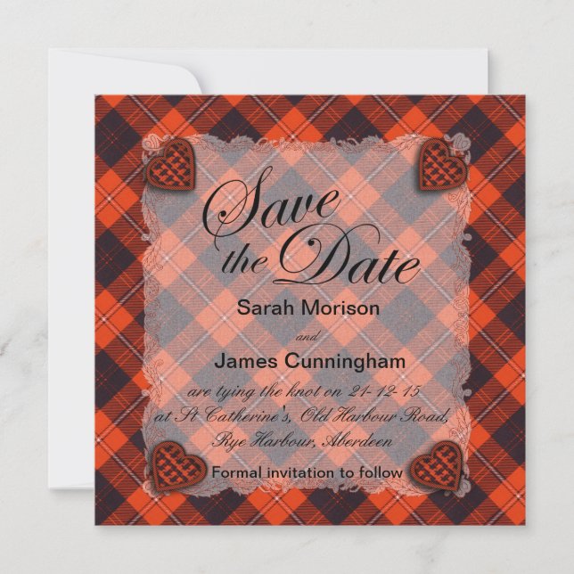 Cunningham Scottish clan tartan - Plaid Save The Date (Front)