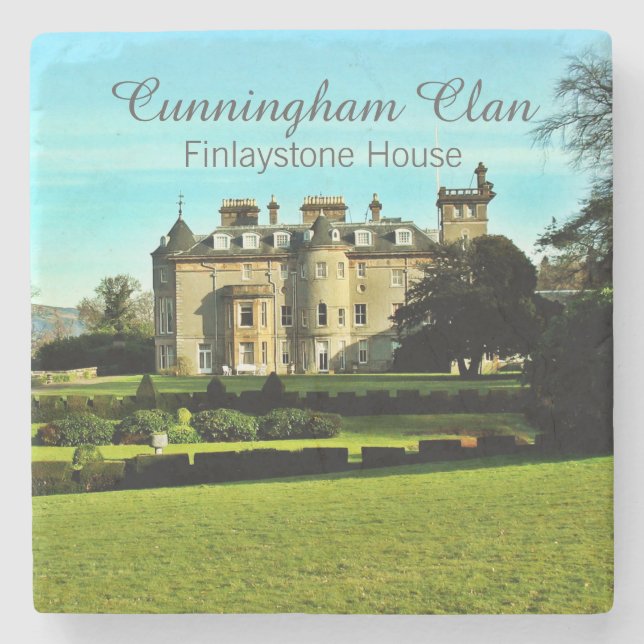 Cunningham Scottish Clan's Finlaystone House Stone Coaster (Front)