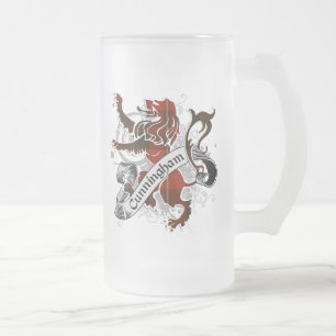 Cunningham Tartan Lion Frosted Glass Beer Mug
