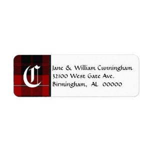 Cunningham Tartan Plaid Monogram Address Labels