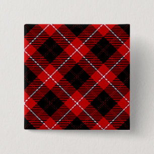 Cunningham Tartan Red Black Plaid 15 Cm Square Badge