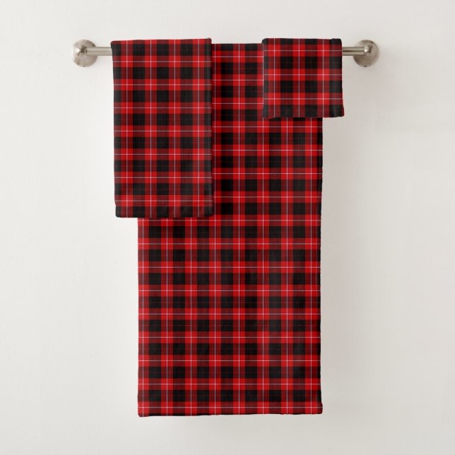 Cunningham Tartan Red Black Plaid Bath Towel Set (Insitu)