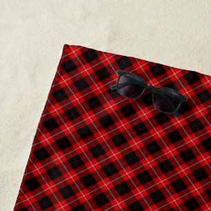 Cunningham Tartan Red Black Plaid Beach Towel