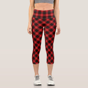 Cunningham Tartan Red Black Plaid Capri Leggings