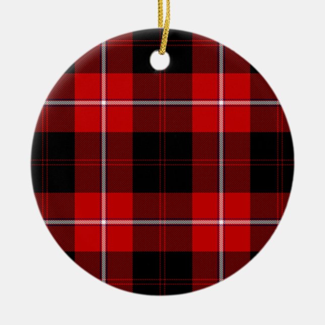 Cunningham Tartan Red Black Plaid Ceramic Tree Decoration (Front)