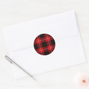 Cunningham Tartan Red Black Plaid Classic Round Sticker