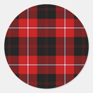 Cunningham Tartan Red Black Plaid Classic Round Sticker