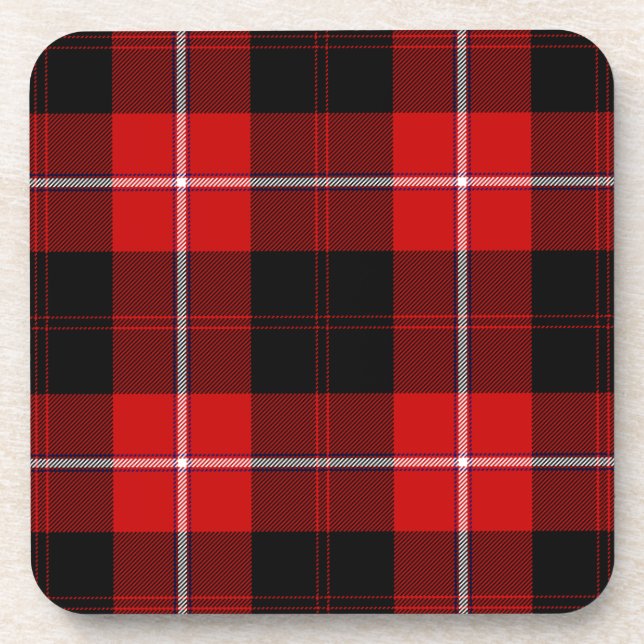 Cunningham Tartan Red Black Plaid Coaster (Front)