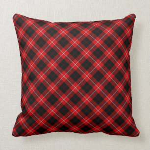 Cunningham Tartan Red Black Plaid Cushion