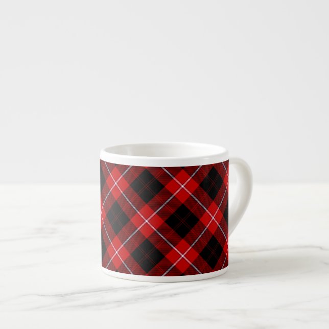 Cunningham Tartan Red Black Plaid Espresso Cup (Front Right)