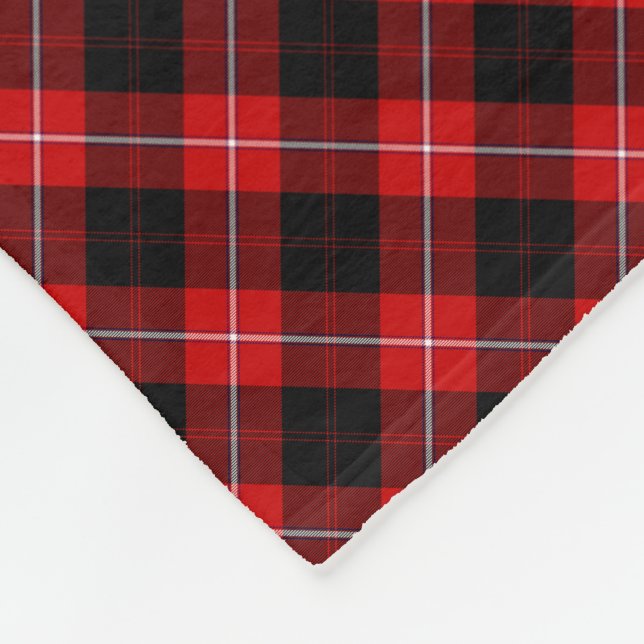 Cunningham Tartan Red Black Plaid Fleece Blanket (Corner)